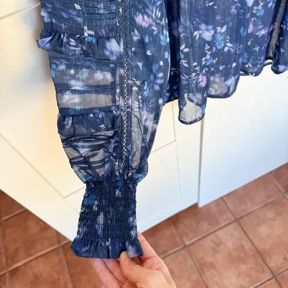 French Connection Anifrida Arica Pleat-Sleeve Top Women’s XS Blouse, Long Sleeve - Picture 4 of 9